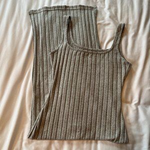 Gray Ribbed Midi Dress